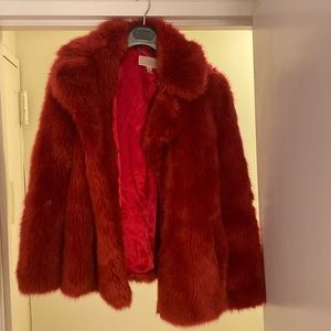 Michael Kors Pink Medium Faux Fur Coat